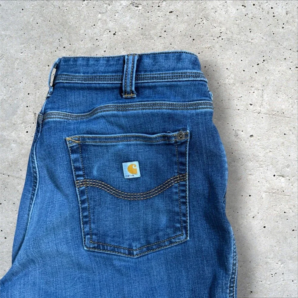 Carhartt Women Boone Flannel Lined Relaxed Fit Straight Leg Jeans Size 8 Short
